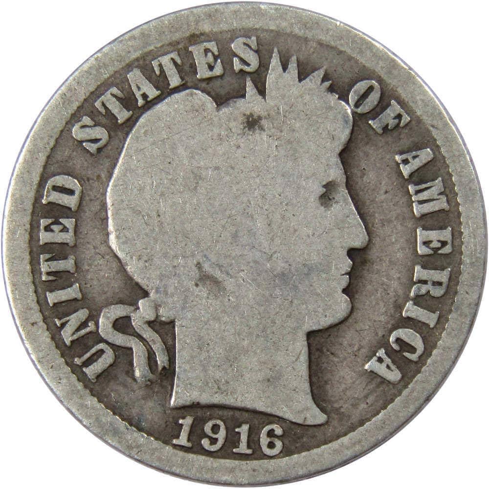 1916年 バーバー・ダイム銀貨！ S刻印！【美品】 1916年 バーバー・ダイム銀貨！ S刻印